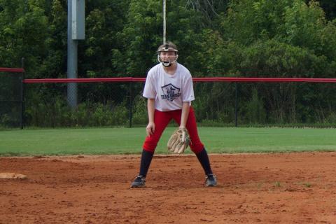 Abby Mashburn practices in the infield during a recent summer practice. CONTRIBUTED