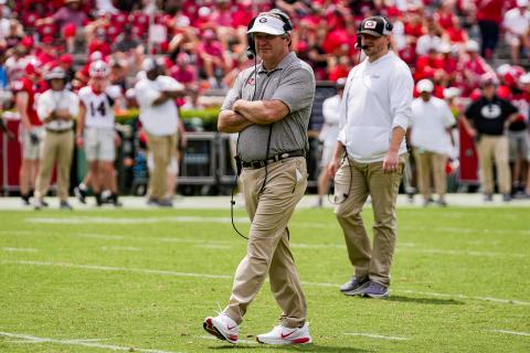 Georgia head coach Kirby Smart during Georgia’s annual G-Day spring game on Dooley Field at Sanford Stadium in Athens, Ga., on Saturday, April 18, 2026. (Tony Walsh/UGAAA)
