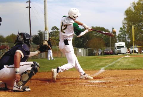 John Wallace Thompson (12) swings for the fences during a recent Gatewood game at home in Eatonton. TREY NORRIS/Staff
