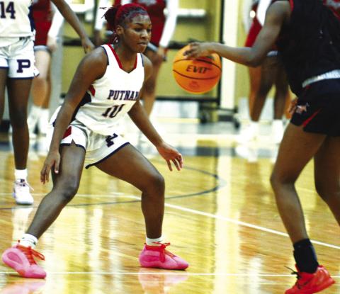 Putnam County sophomore Journey Waller (10) scored a team-high 18 points against Jasper County on Dec. 21. IAN TOCHER/Staff