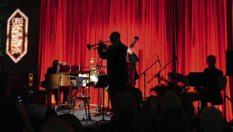 Trumpeter Byron Stripling led a tight quartet in entertaining a sold-out crowd Friday night at Barrel 118 in downtown Eatonton. The concert was part of an ongoing jazz series by OPAS (Oconee Performing Arts Society) that brings world-class talent to Lake Country. IAN TOCHER/Staff