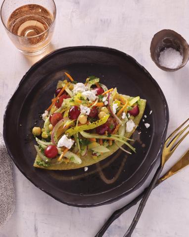 Crunchy Salad Pizza on Cauliflower Crust