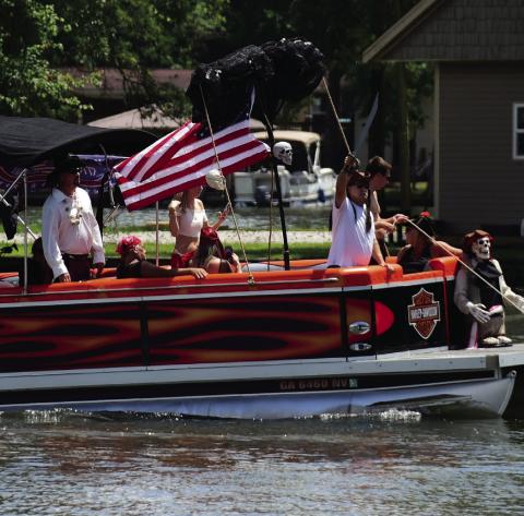 The Holcombe Harley entry finished runner-up in fan voting for Best Pirate Ship on Saturday. IAN TOCHER/Staff