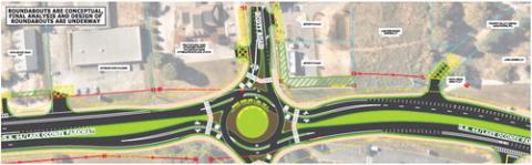 The new roundabout at Scott Road and Highway 44 will replace the recently added traffic signals at that intersection. GEORGIA DOT