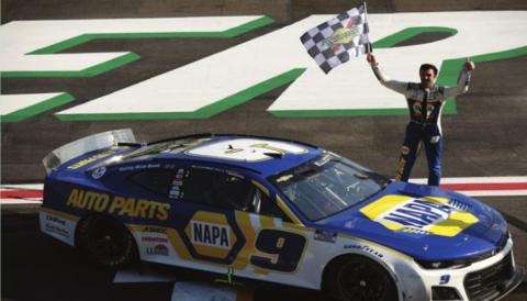 Chase Elliott in Victory Lane Sunday. JARED C. TILTON/ GETTY IMAGES