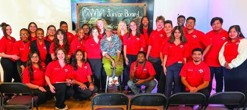 Surrounded by members of Putnam County High School’s Servant Leadership Class, Georgia author Nic Stone (center) relaxes at the Georgia Writers Museum after making a presentation last Friday night about her young adult book, Dear Martin. CONTRIBUTED