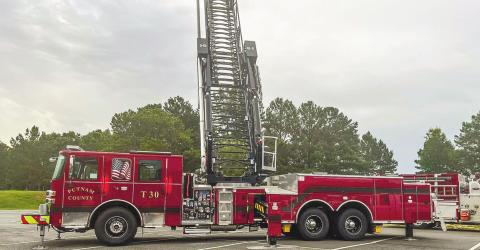 The new $1.47 million pumping system can push 2,000 gallons a minute up to the bucket, with one single-stream nozzle able to apply 1,500 gallons a minute on a fire from 75 feet away. CONTRIBUTED