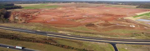 Work on the Rivian EV manufacturing site on the border of Morgan and Walton counties was paused earlier this year while the company focused on its existing Illinois plant. MARK ENGEL/File photo