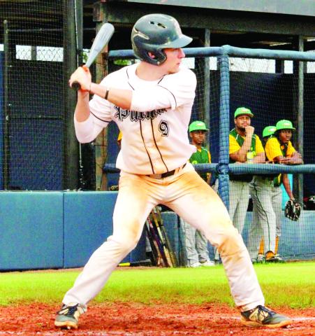 Putnam senior Mark Winslette (9) blasted a three-run homer in the bottom of the first inning against Westside last week. TREY NORRIS/Staff