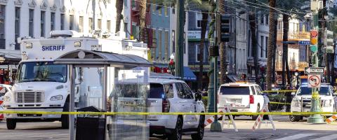Law enforcement made their presence known on Canal St., which is right outside of the French Quarter, the day after the terrorist attack in New Orleans. KEN WARD/Contributed