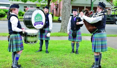 The North Georgia Pipes and Drums play for the Scottish Heritage Sunday. LEIGH LOFGREN/Staff