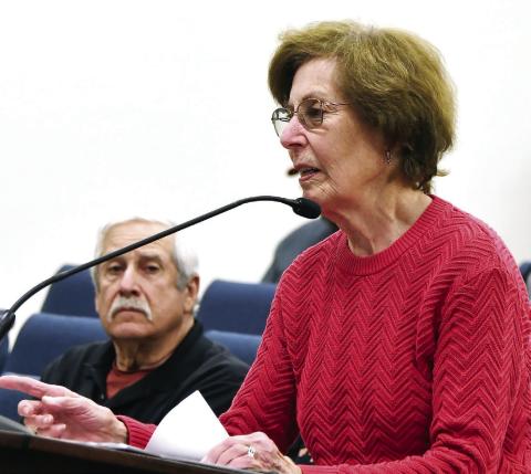 Eatonton resident Janet Kelhoffer addressed the Eatonton City Council on Monday night with local concerns about a proposed granite quarry farther south in the county. IAN TOCHER/Staff