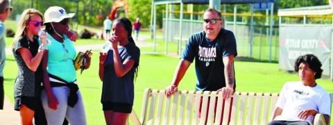 From left, Christian Hernandez, coach Joseph Hutsell, Morgan Eubanks, coach Jakacha Nelson and Jade Mullis.