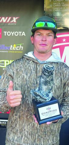 Emery Burnett after his March 28 win in the MLF Phoenix Bass Fishing League tournament, presented by T-H Marine (BFL) tournament on Lake Sinclair. CONTRIBUTED