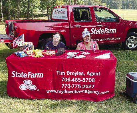 State Farm agent Tim Broyles’ table set up at the tournament. CONTRIBUTED
