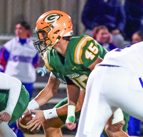In addition to his lineman duties, Gatewood senior Colt Jenkins (45) also serves as the team’s punter and delivered a couple of monster punts against Heritage, earning him Player of the Game honors from head coach Jeff Ratliff. IAN TOCHER/Staff