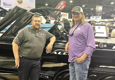 Jeff Nail from Lake Lanier with James Pressley (left) at the Atlanta Boat Show. CONTRIBUTED