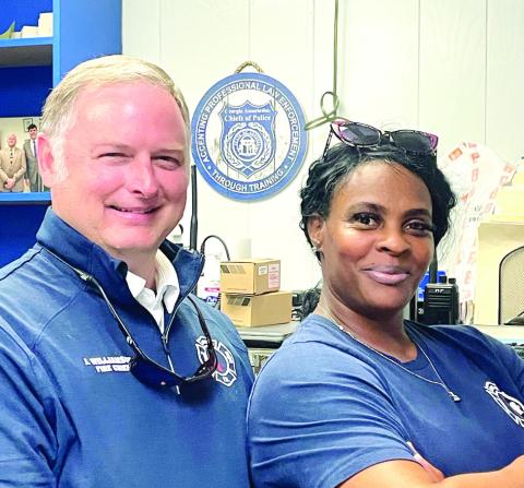 Firefighter Denise Hill and Fire Chief Jamey Williamson share the story of the search for the missing man who, ironically, Hill had just met the day before he got lost. LYNN HOBBS/Staff