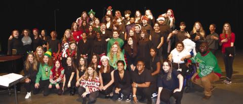 Putnam Middle and High School students get together for one final photo after their successful show Dec. 6 at PCHS. SHELBY HUCKABY/Staff