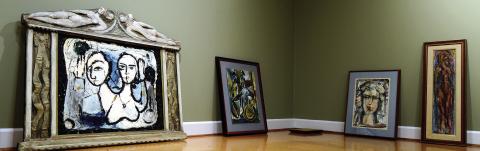 Even the picture frames are Steffen Thomas works of art in some cases (left). Each of these pieces from the Dick and Marge Lowrance collection will be carefully hung and displayed at STM as part of the new Peace in Our Time exhibit.