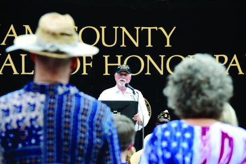 In his remarks, U.S. Army Sgt. and Vietnam veteran Rudy Hicks urged attendees to remember both the sacrifices made by America’s military and the responsibilities of those still living. IAN TOCHER/Staff