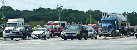 Traffic temporarily ground to a standstill last Thursday until a multi-car accident could be investigated and then cleared from the southbound lanes of Hwy. 441, near Walmart. MATT SMITH/Staff