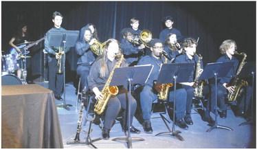 The Putnam County Jazz Ensemble plays for the Board of Education prior to the beginning of the meeting. BAILEY McCULLY/Staff