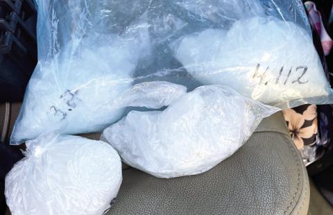 Sixteen ounces of lab-converted crystalline methamphetamine, with a street value of around $22,700, was seized by local authorities last week. COURTESY OF PCSO