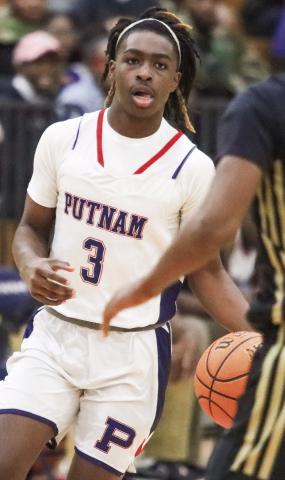 Putnam County’s Jmari Greene has helped the team to a 4-0 start to the season. He scored 21 points in the War Eagles’ win over Jones County on Nov. 12. LANCE McCURLEY/Staff