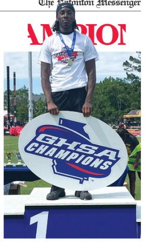 Putnam County senior Bill Waters won the high jump at the GHSA Class A Division I state track meet May 12 at UGA’s Spec Towns Track. CONTRIBUTED