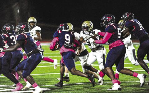 Putnam County will be relying on the talents of senior wide receiver Kaleb Crawford (9), among others, to help get them back in the win column this Friday when they visit Laney High School in Augusta. CHARLES JORDAN/Staff