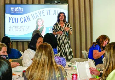 In her talk hosted by the Eatonton-Putnam Chamber of Commerce, Amy Maguire, CEO of The Well, encouraged local women to walk with purpose, hold on to top values, and understand their “seasons in life.” (EMME CLAUSE/Staff)