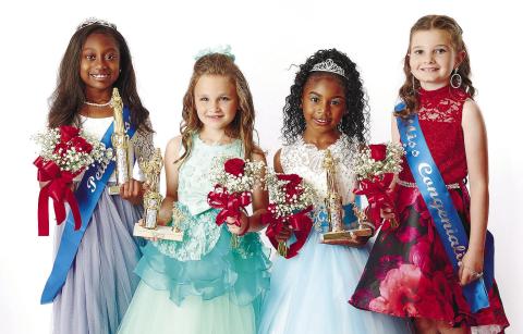 Petite Miss court (L-R): 2023 Petite Miss Queen Noelle Grace White; Second runner-up Stella Rose Austin; First runner-up Chyna Mapp; and Miss Congeniality Rylee Kate Woodruff. MARK TURNER/Contributed