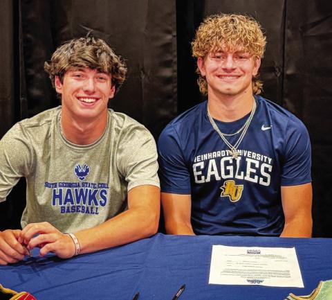 Putnam County seniors Ethan Whatley (left) and Gates Lanzarone (right) recently signed letters of intent to continue their baseball careers at the collegiate level. CONTRIBUTED