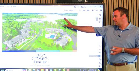 Local land and business developer Josh Sprayberry talks at a recent Eatonton-Putnam Tourism, Arts, and Heritage (EPTAH) partnership meeting. (IAN TOCHER/Staff)