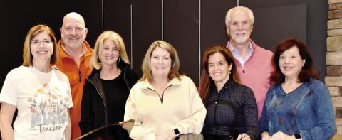 L-R: Lake Country Chorus members Beth Mappes, Drace Langford, Charlotte Mosteller, director Cathy Williamson, Ellen Marrin, Vern Sumner, and Rusty Faulk. CONTRIBUTED