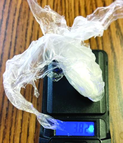 This 3.8 oz. baggie of methamphetamine, a.k.a. an 8-ball, came from Foston during a controlled purchase. CONTRIBUTED/ PCSO