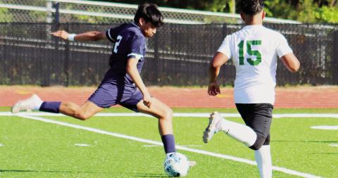 Putnam County’s Bryan Canales (2) takes a shot on goal during a match last season. ARELLA CASH/File photo