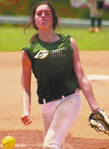 Gatewood’s Riley Roberts brings the heat on the pitcher’s mound for the Lady Gators this season. FILE PHOTO