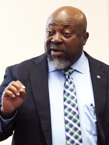 Putnam County Charter School System Superintendent Derick Austin gave a detailed accounting of the organization’s latest budget on Monday, with another similar meeting to come at 5 p.m., Aug. 18, at the Board of Ed building in Eatonton. IAN TOCHER/Staff