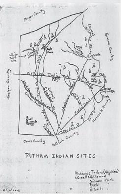 Note the absence of artificially created Lakes Sinclair and Oconee on this hand-drawn, 19th century map of Putnam County. CONTRIBUTED