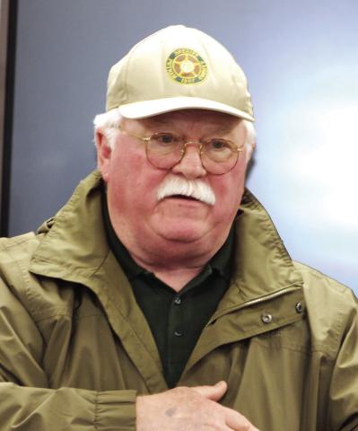 Putnam County Sheriff Howard Sills talks about the 29-day search for Gary Jones’ body at a press conference Sunday afternoon at the Putnam County Fire Department. LYNN HOBBS/Staff