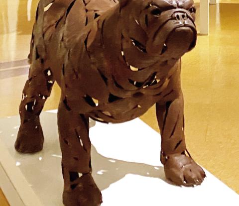 “Stand Strawng,” Brian Danson’s welded metal sculpture, is his contribution to “Reimagine: Contemporary Georgia Artists, Georgia’s State Art Collection,” a traveling exhibition appearing April 20 to May 29 at the Steffen Thomas Museum of Art. CONTRIBUTED