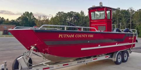 Putnam County’s new fire rescue boat, “Sinclair 1,” is the same color and has the same graphics as the department’s new fire trucks. CONTRIBUTED