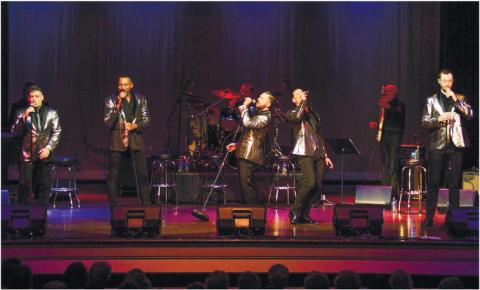 The Doo Wop Project featured vocalists (l-r): John Michael Dias, Charl Brown, Russell Fischer, Dominic Nol_, and bass singer Alex, “from Milwaukee.”