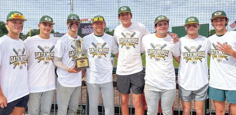Gatewood’s seniors (L-R) Ames Johnson, Jackson Love, John Wallace Thompson, head coach Brandon Moss, Jake Rich, Wilson Moore, Hunter Johnson, and Walker Roberts) pose for a photo. CONTRIBUTED