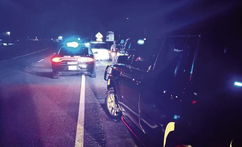 Putnam County authorities pull over the vehicle traveling back from Macon that led to the arrest of an Eatonton man on drug trafficking charges. CONTRIBUTED/PCSO