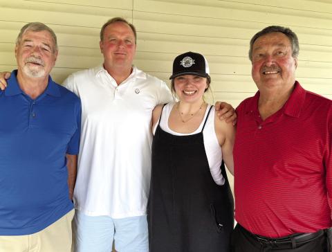 L-R: Trumpeter Col. Larry McClendon, Georgia Bulldogs broadcaster Jeff Dantzler, singer Katie Berry Moody, and event organizer Larry Edwards. IAN TOCHER/Staff