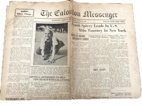 A copy of the Eatonton Messenger with Spivey's story featured in it. IAN TOCHER/Staff