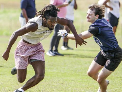 Putnam County football players go through a conditioning periods during a practice last week. LANCE McCURLEY/Staff